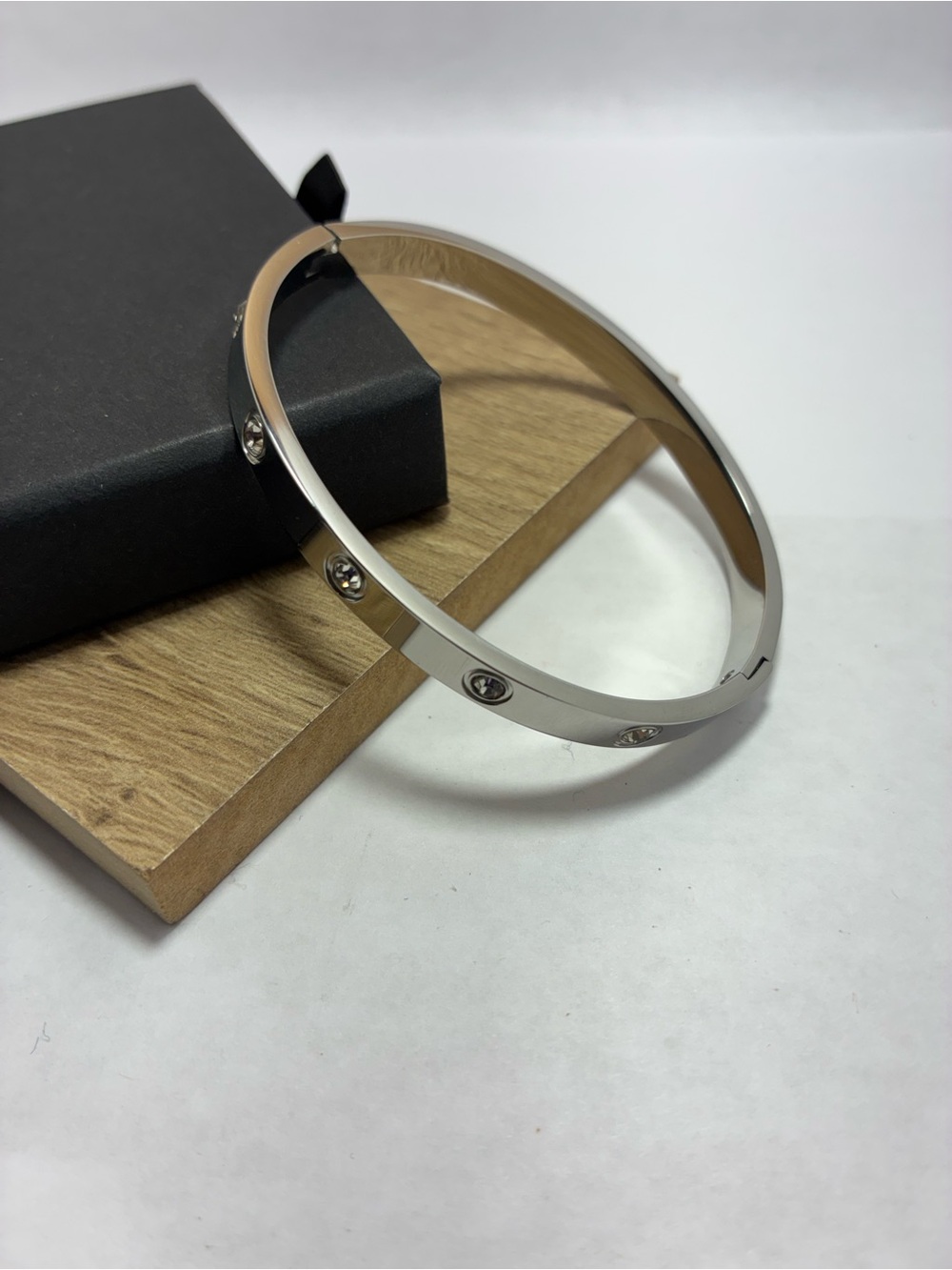 White gold Crystal Accent Bangle Bracelet - Women Accessories